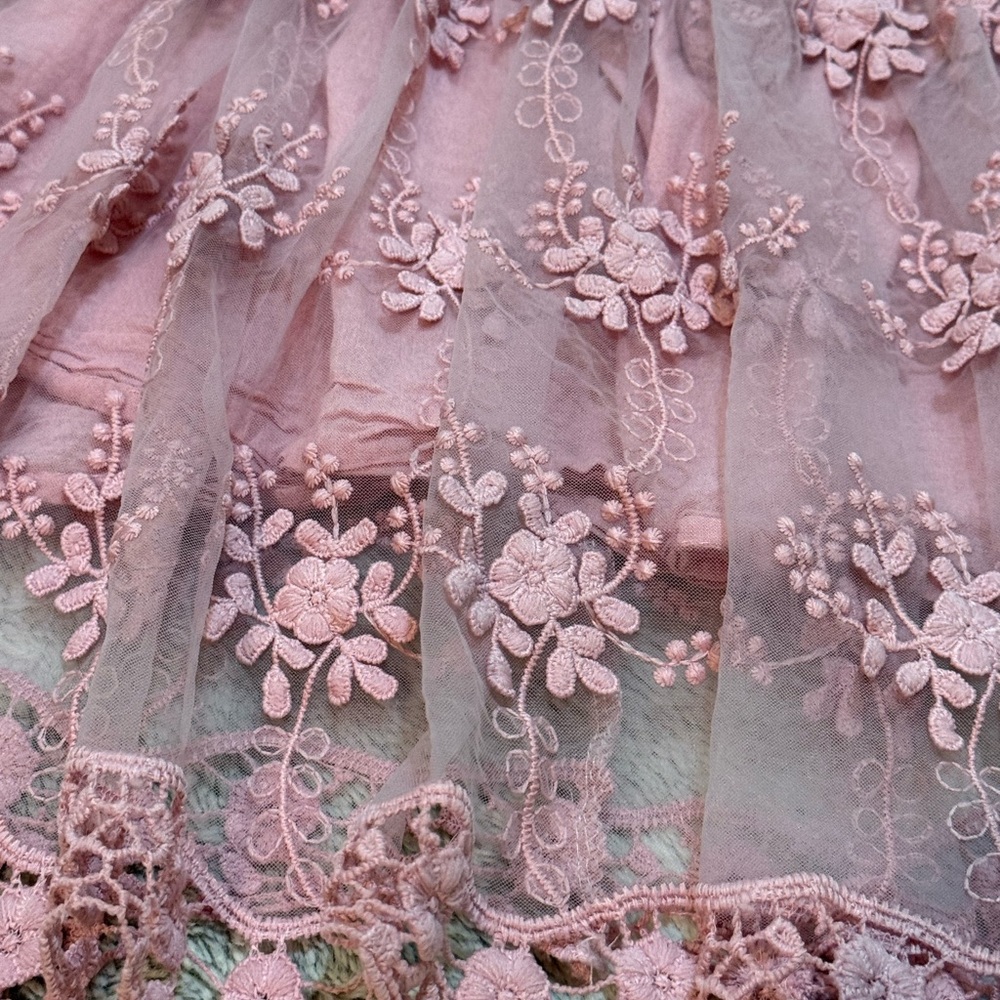 NJXD Pink Lace Floral Dress - Picture 3 of 7